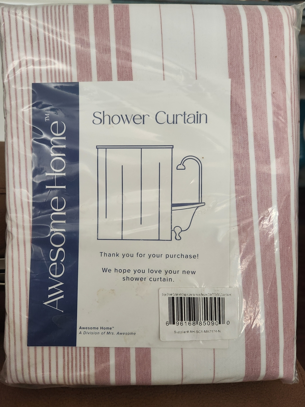 Pink & White Stripe Shower Curtain